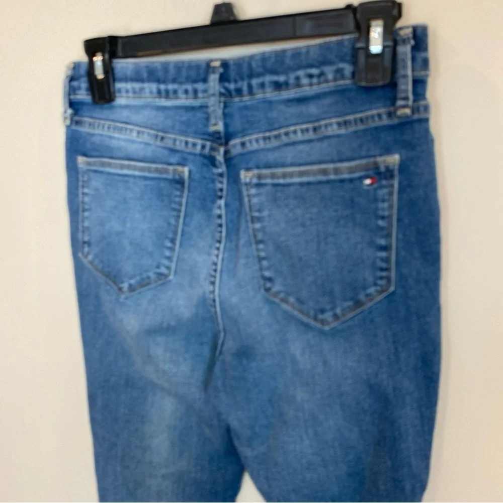 Tommy Hilfiger Lafayette High Rise Flare Jeans Size 2 Medium Wash Logo 90s Y2K
